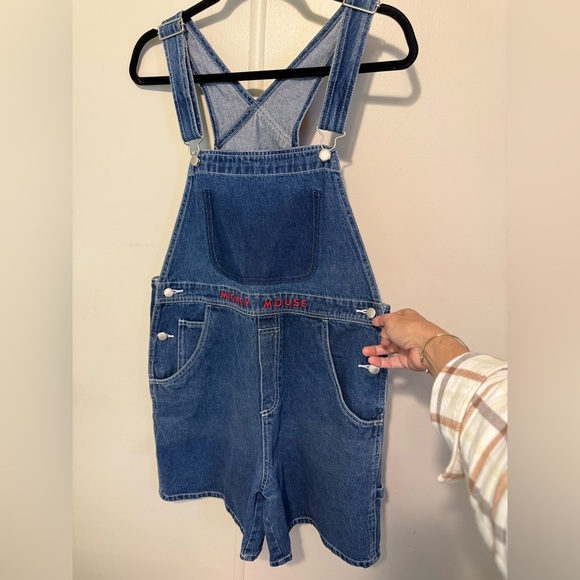 Disney Pants - vintage Disney "Mickey Unlimited" denim shortalls Large